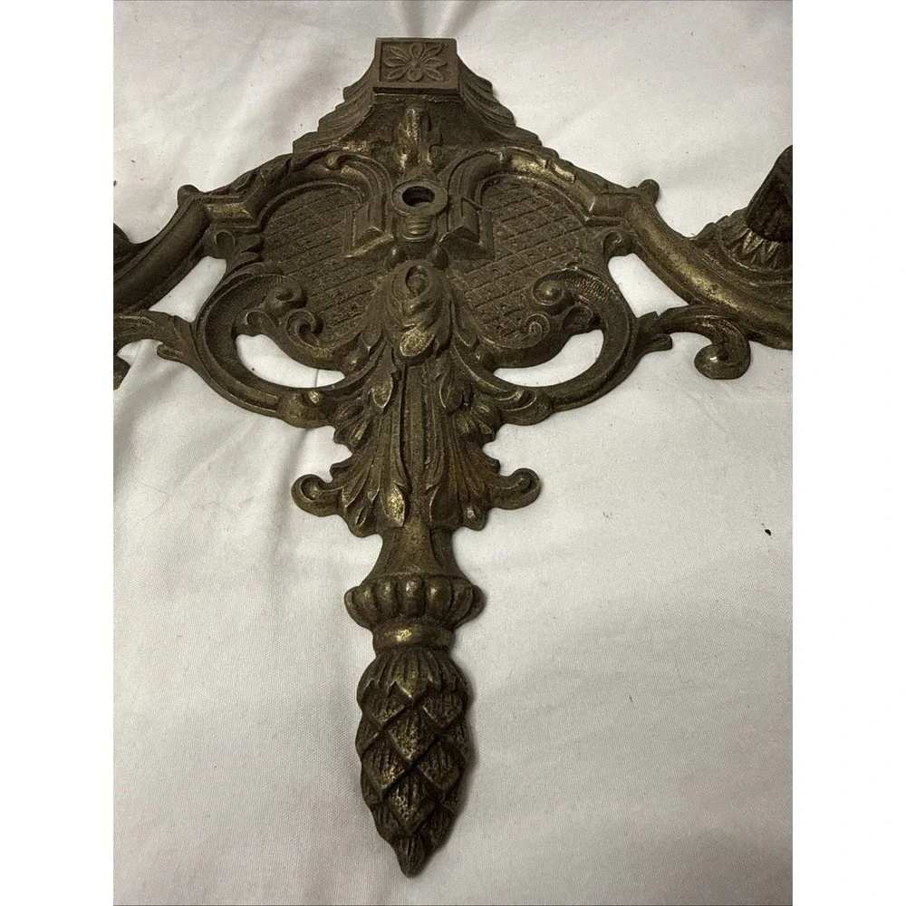 Antique 19th Century Neoclassical Ornate Bronze Double Arm Light Candle Sconce